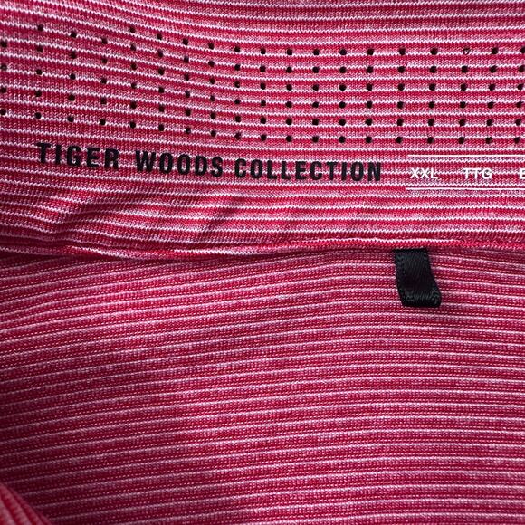 Nike Tiger Woods Collection Snap Polo Shirt Men's 2XL XXL Red Striped Budweiser - Picture 7 of 11